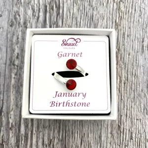 Sterling Silver Birthstone Rings - Adjustable Size - All Months Available