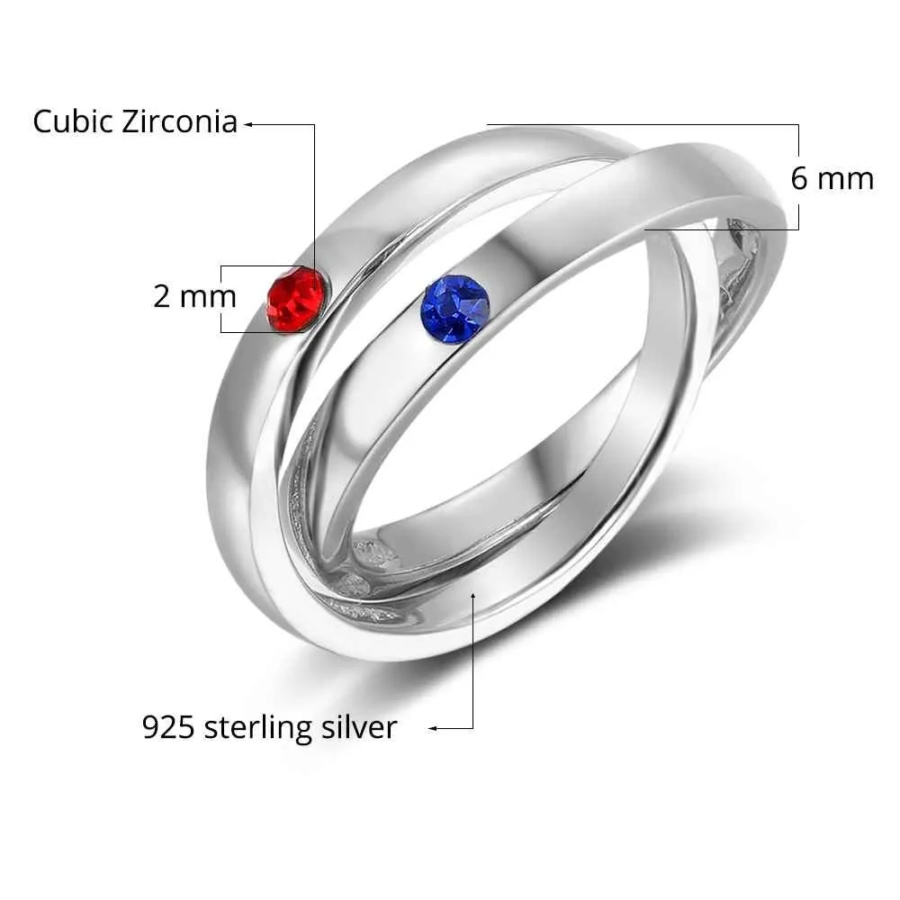 Sterling Silver Birthstone Round Rings