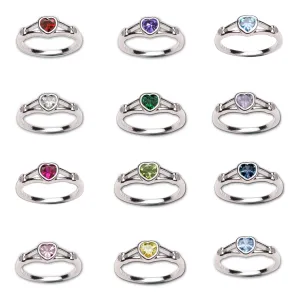 Sterling Silver Heart Birthstone Baby Ring Size 3