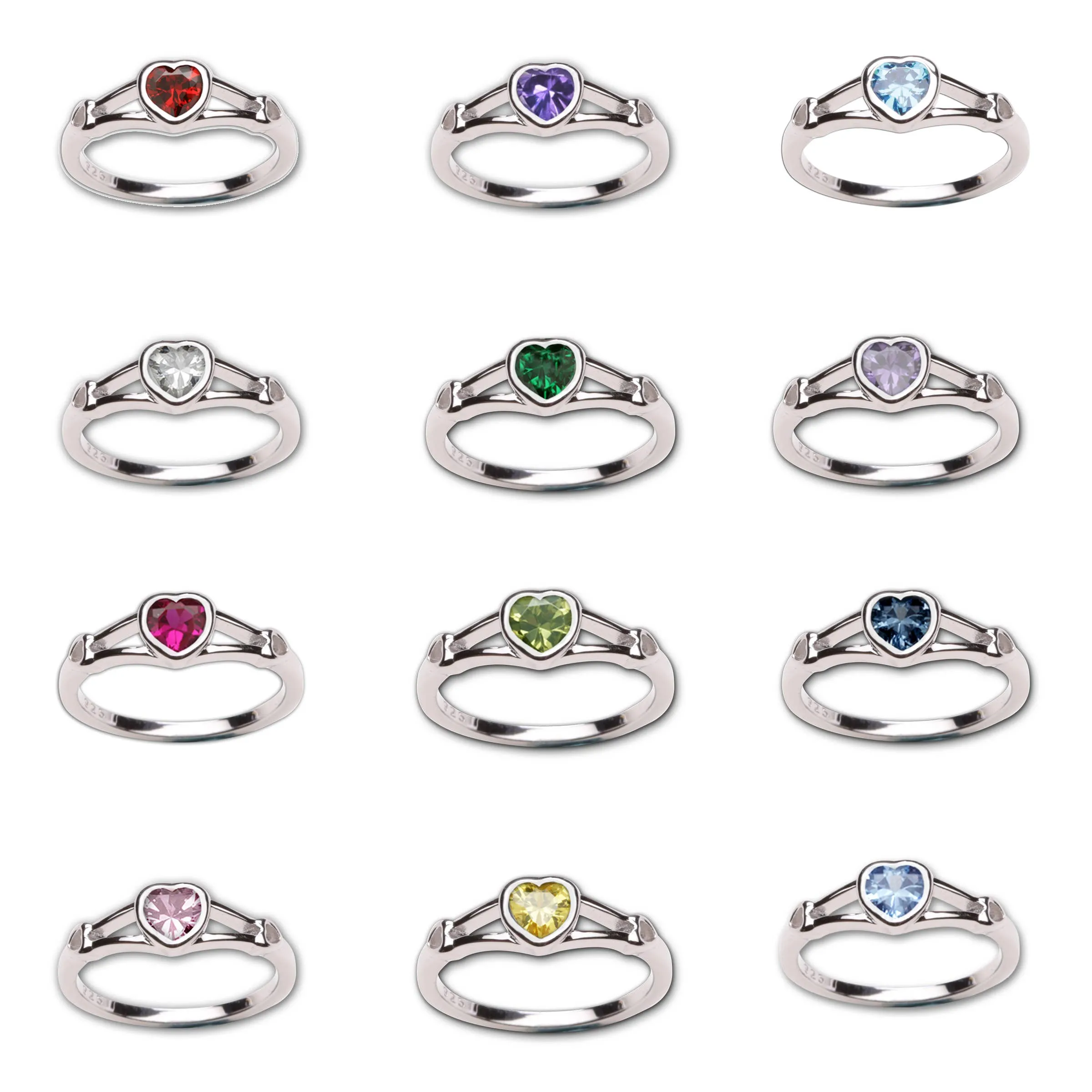 Sterling Silver Heart Birthstone Baby Ring Size 3