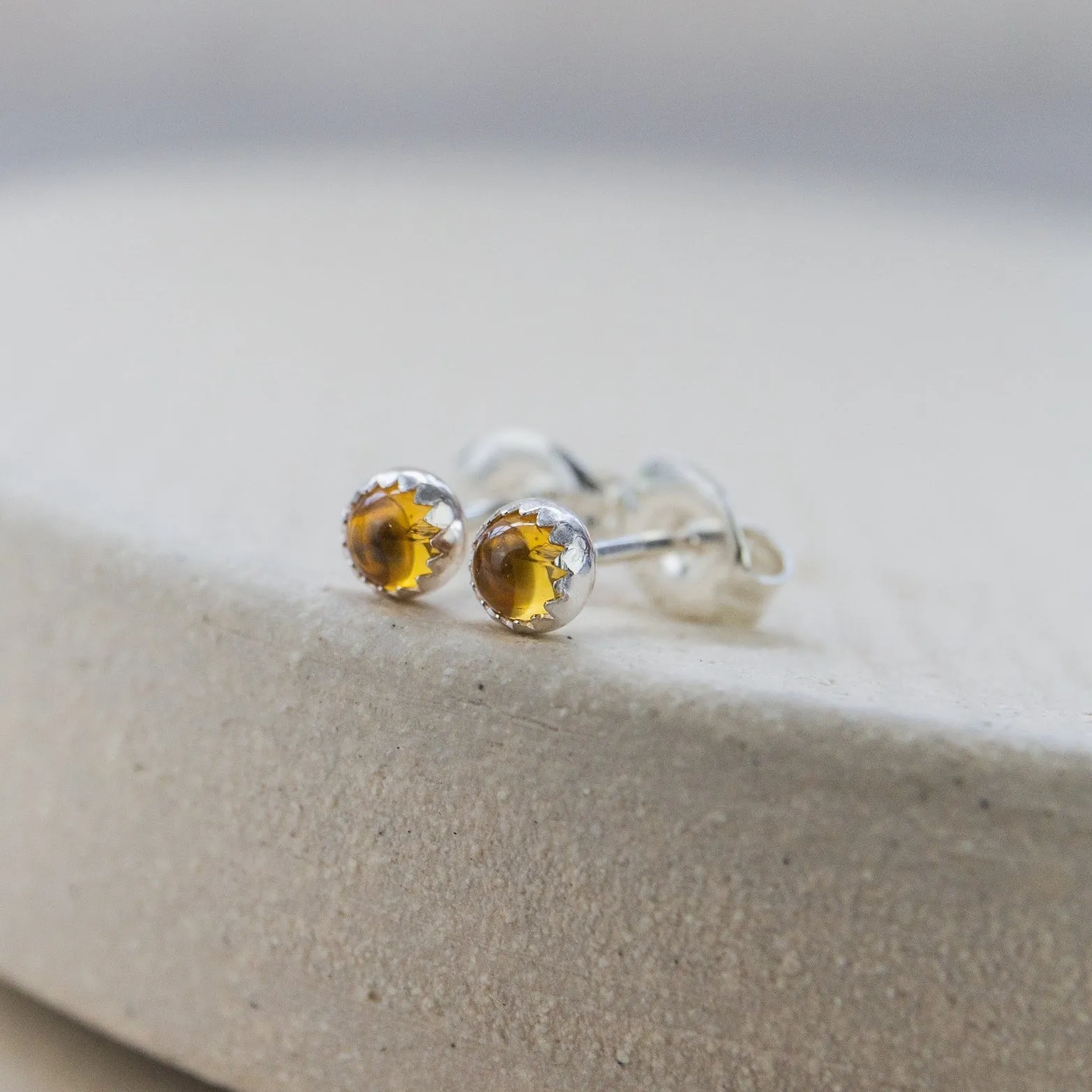Sterling Silver Mini Studs with Semi Precious Birthstones
