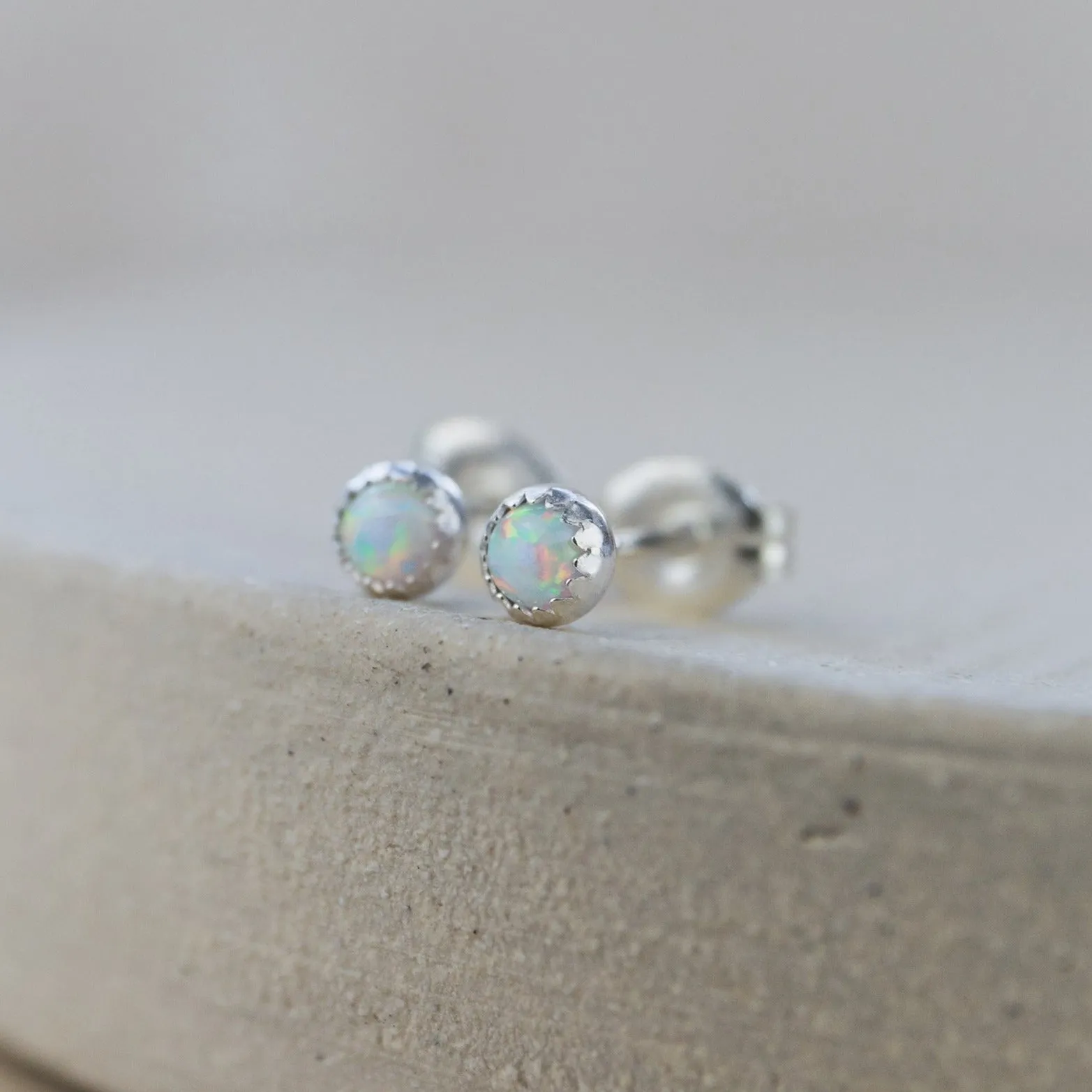 Sterling Silver Mini Studs with Semi Precious Birthstones
