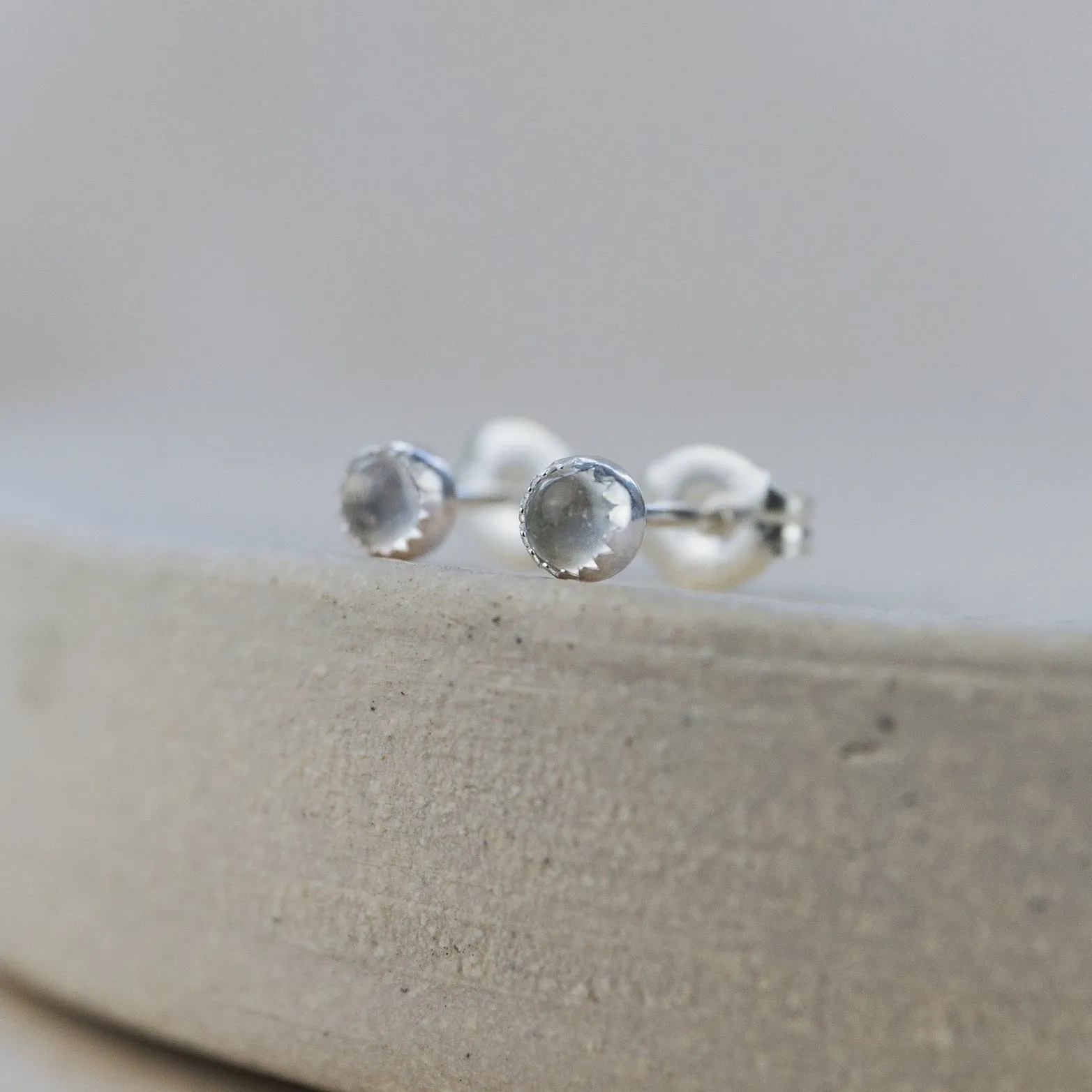 Sterling Silver Mini Studs with Semi Precious Birthstones