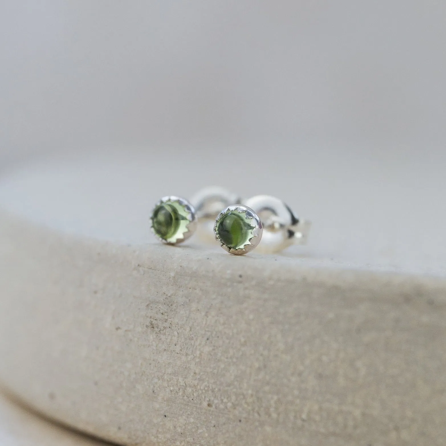 Sterling Silver Mini Studs with Semi Precious Birthstones