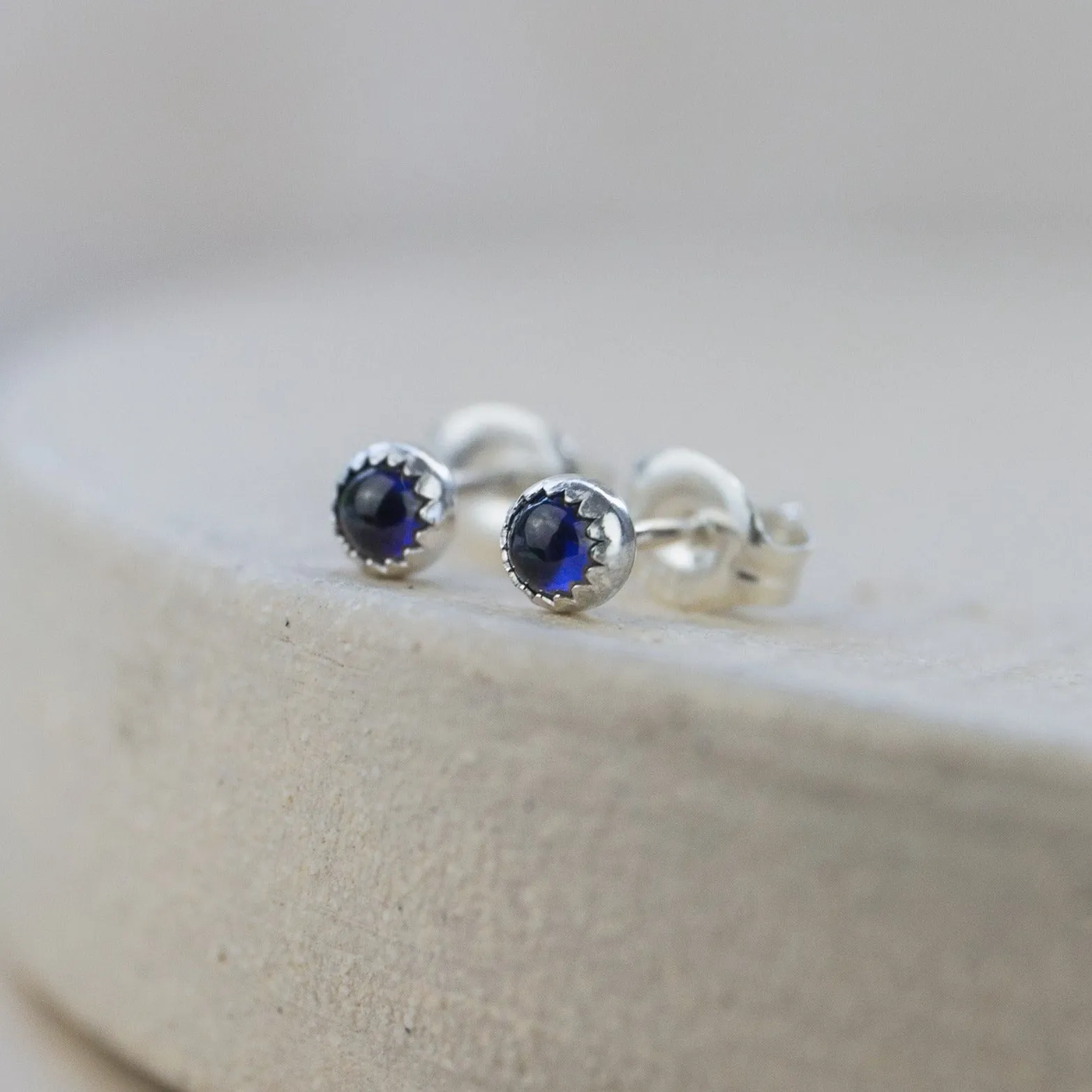 Sterling Silver Mini Studs with Semi Precious Birthstones