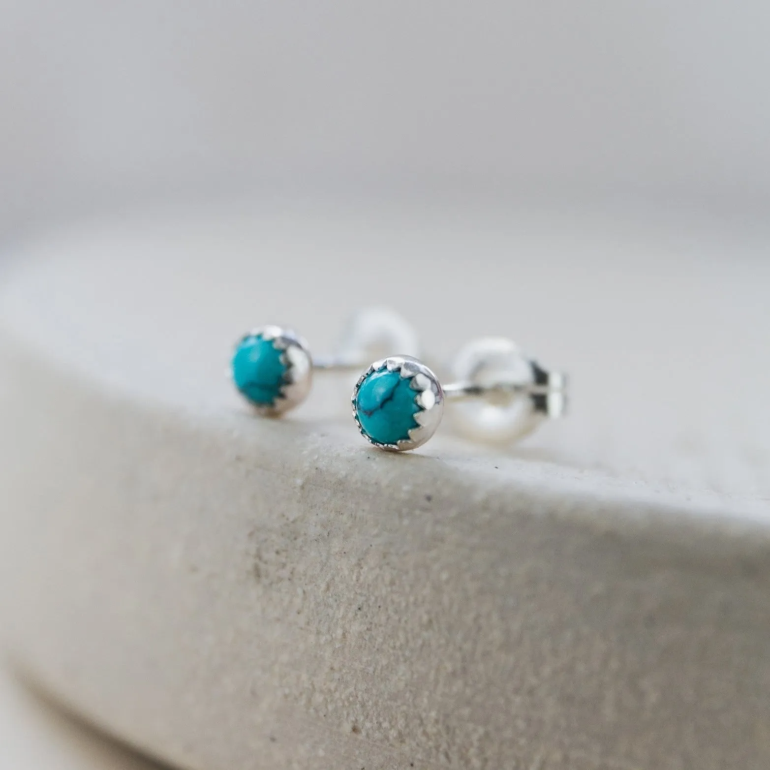 Sterling Silver Mini Studs with Semi Precious Birthstones
