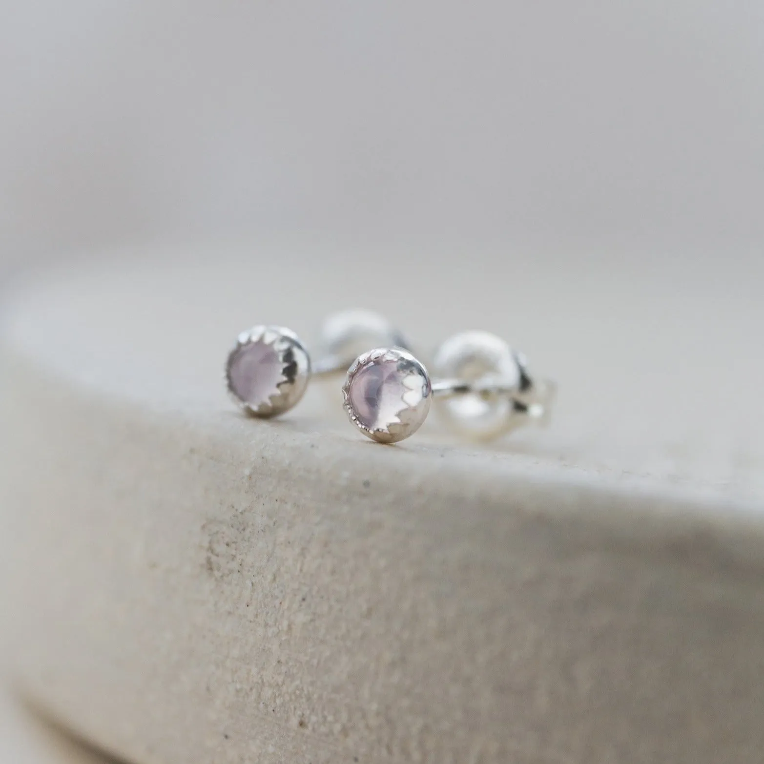 Sterling Silver Mini Studs with Semi Precious Birthstones