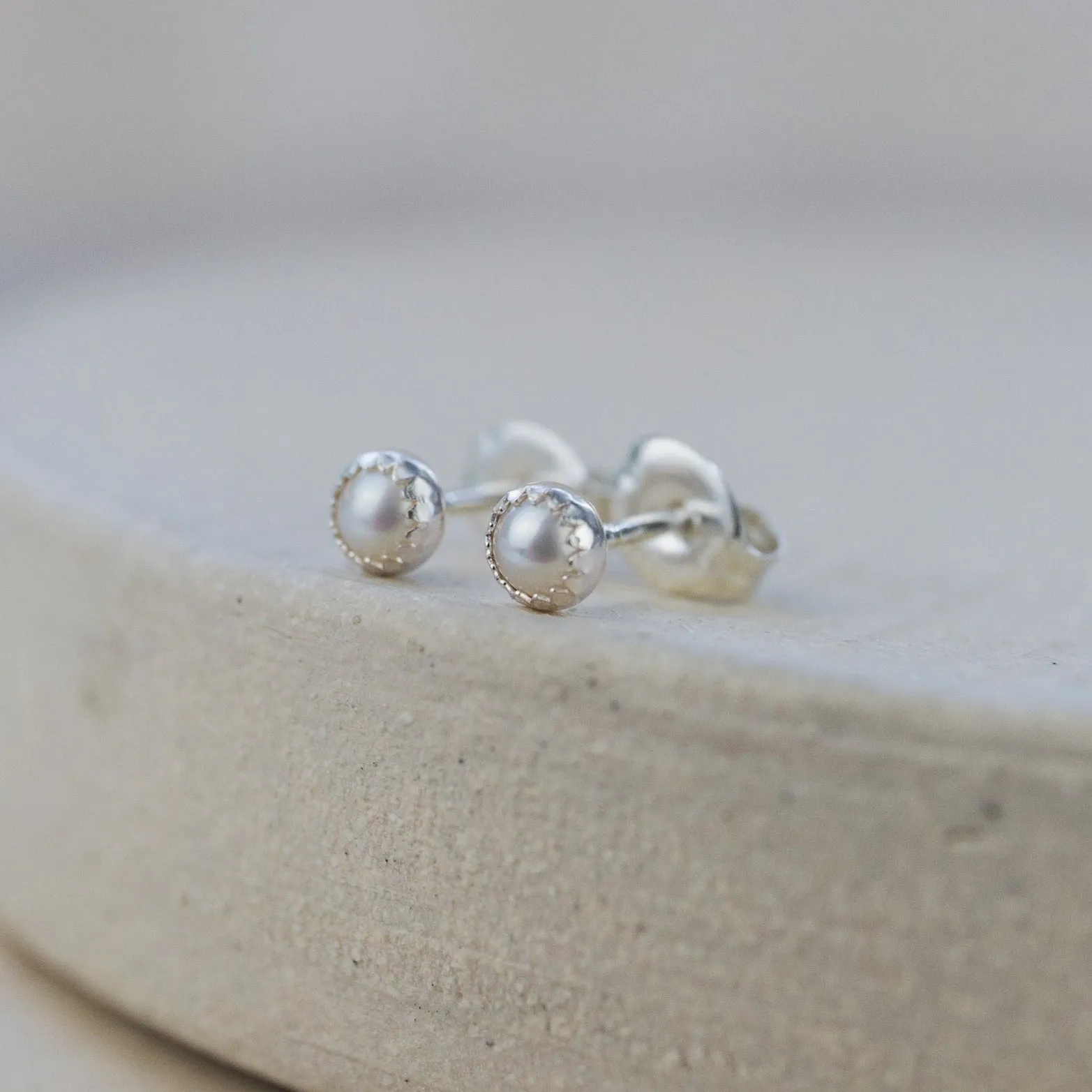 Sterling Silver Mini Studs with Semi Precious Birthstones