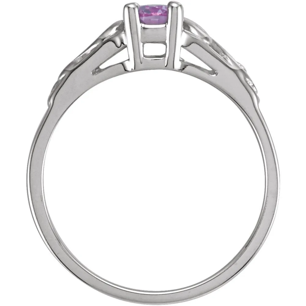 Sterling Silver October Imitation Birthstone Ring , Size 5