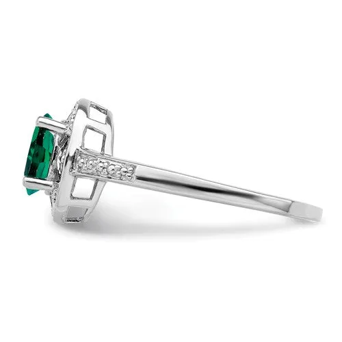 Sterling Silver Oval Birthstone & Diamond Accented Rings