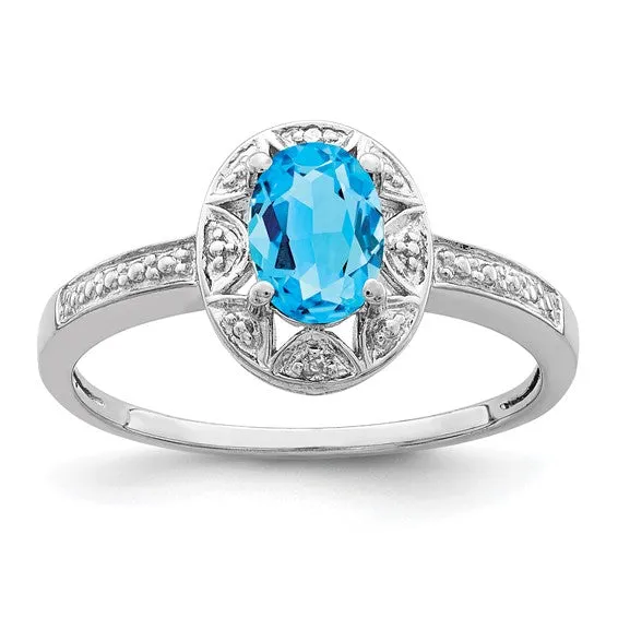Sterling Silver Oval Birthstone & Diamond Accented Rings