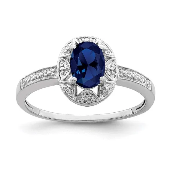 Sterling Silver Oval Birthstone & Diamond Accented Rings