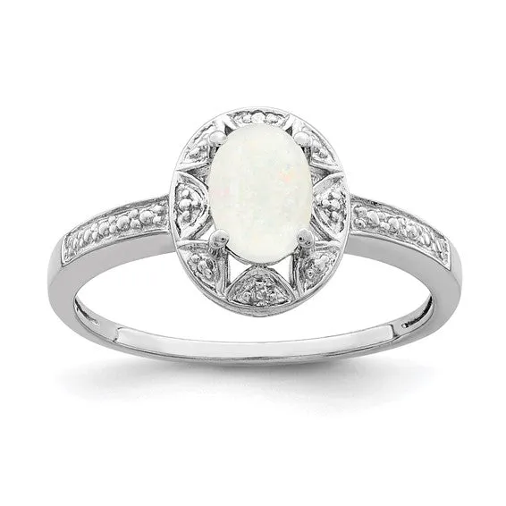 Sterling Silver Oval Birthstone & Diamond Accented Rings