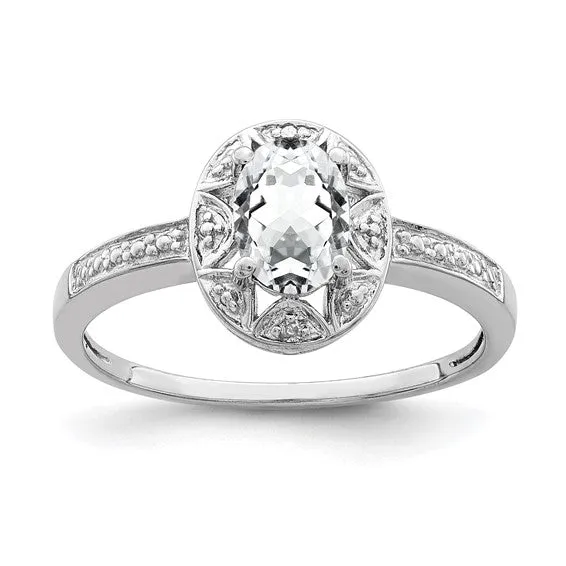 Sterling Silver Oval Birthstone & Diamond Accented Rings