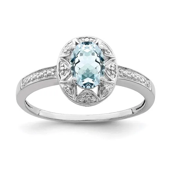 Sterling Silver Oval Birthstone & Diamond Accented Rings