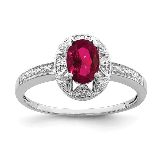 Sterling Silver Oval Birthstone & Diamond Accented Rings
