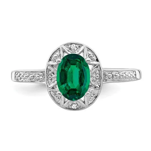 Sterling Silver Oval Birthstone & Diamond Accented Rings