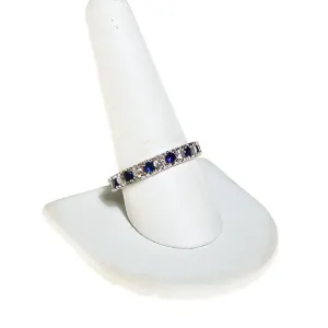 Sterling Silver Sapphire and Diamonique CZ Eternity Band Ring