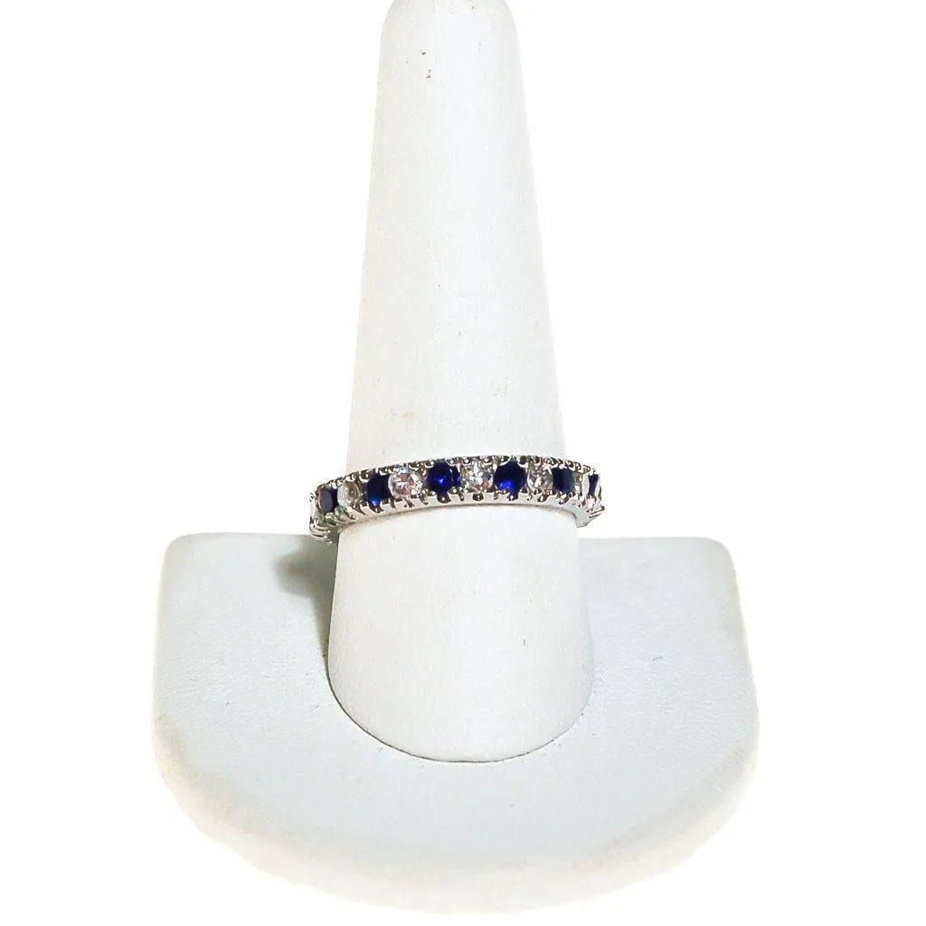 Sterling Silver Sapphire and Diamonique CZ Eternity Band Ring