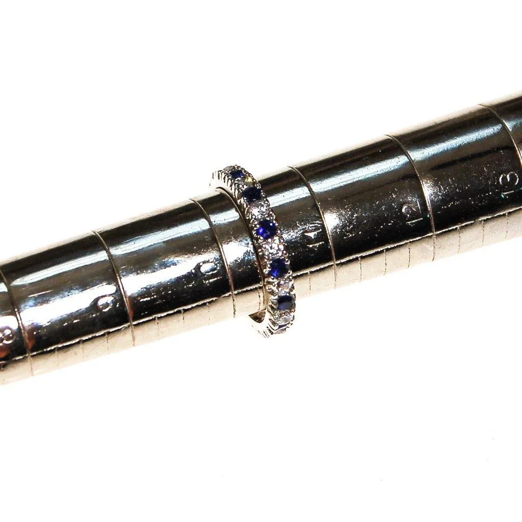 Sterling Silver Sapphire and Diamonique CZ Eternity Band Ring