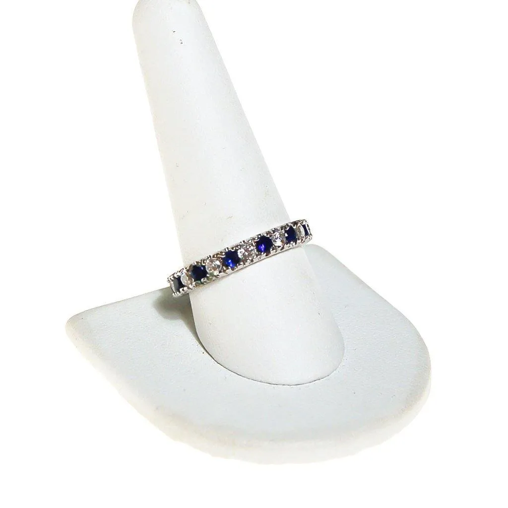 Sterling Silver Sapphire and Diamonique CZ Eternity Band Ring