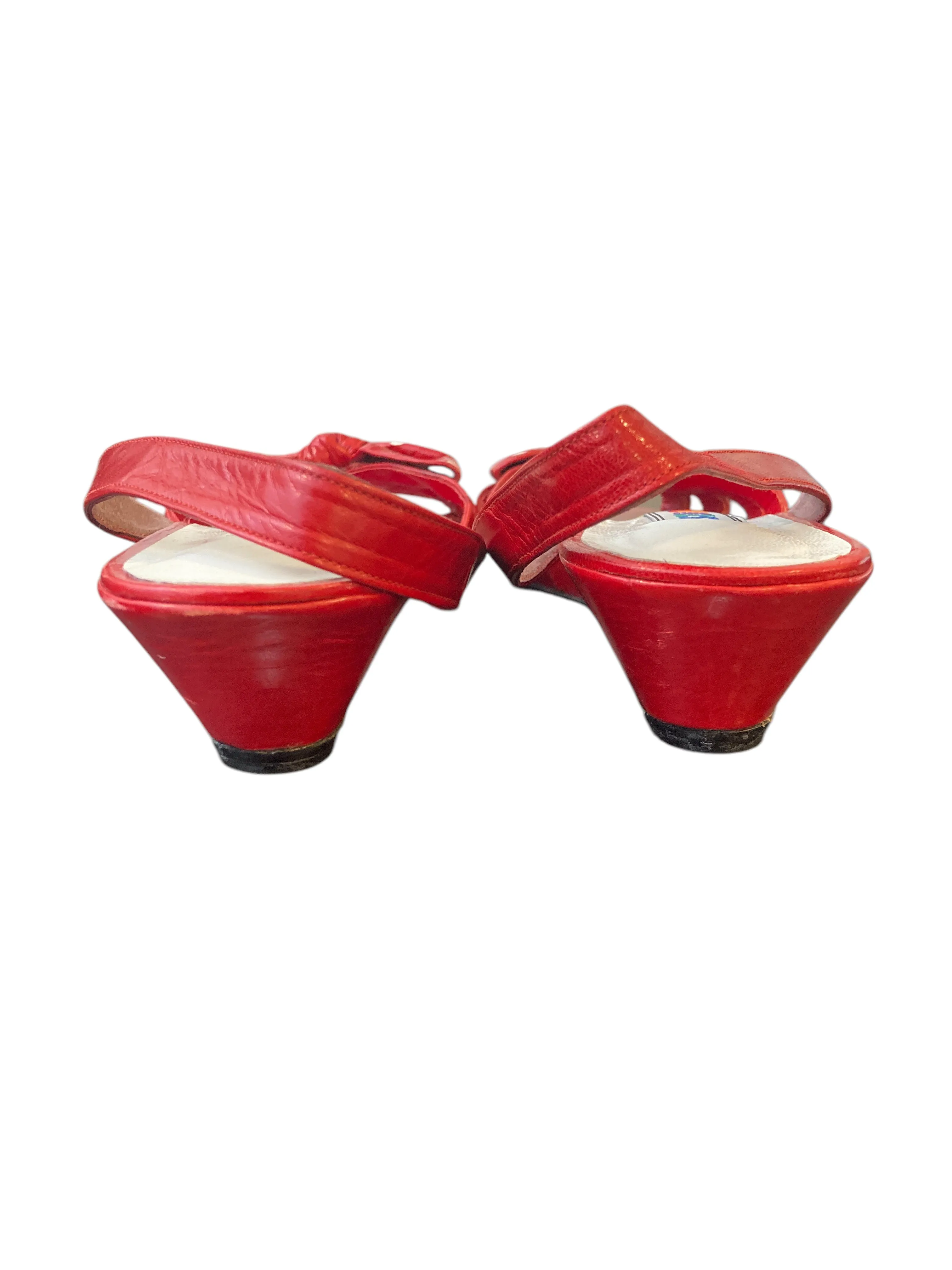 Stuart Weitzman Vintage Polka Dot Red Wedge Sandals, 9