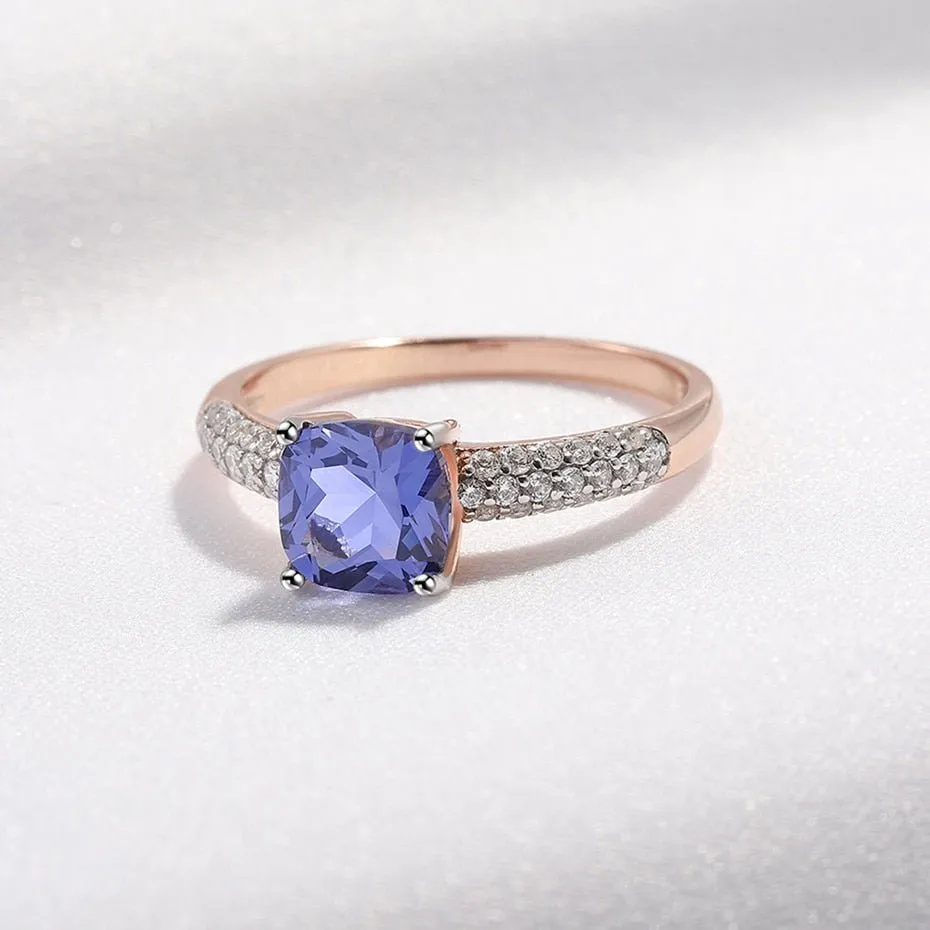 Tanzanite Gemstone Engagement Jewelry Set For Women Fine Jewelry