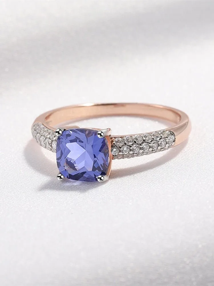 Tanzanite Gemstone Engagement Jewelry Set For Women Fine Jewelry