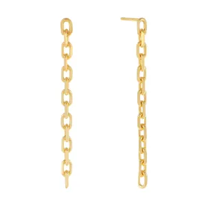 Thin Box Link Drop Stud Earring