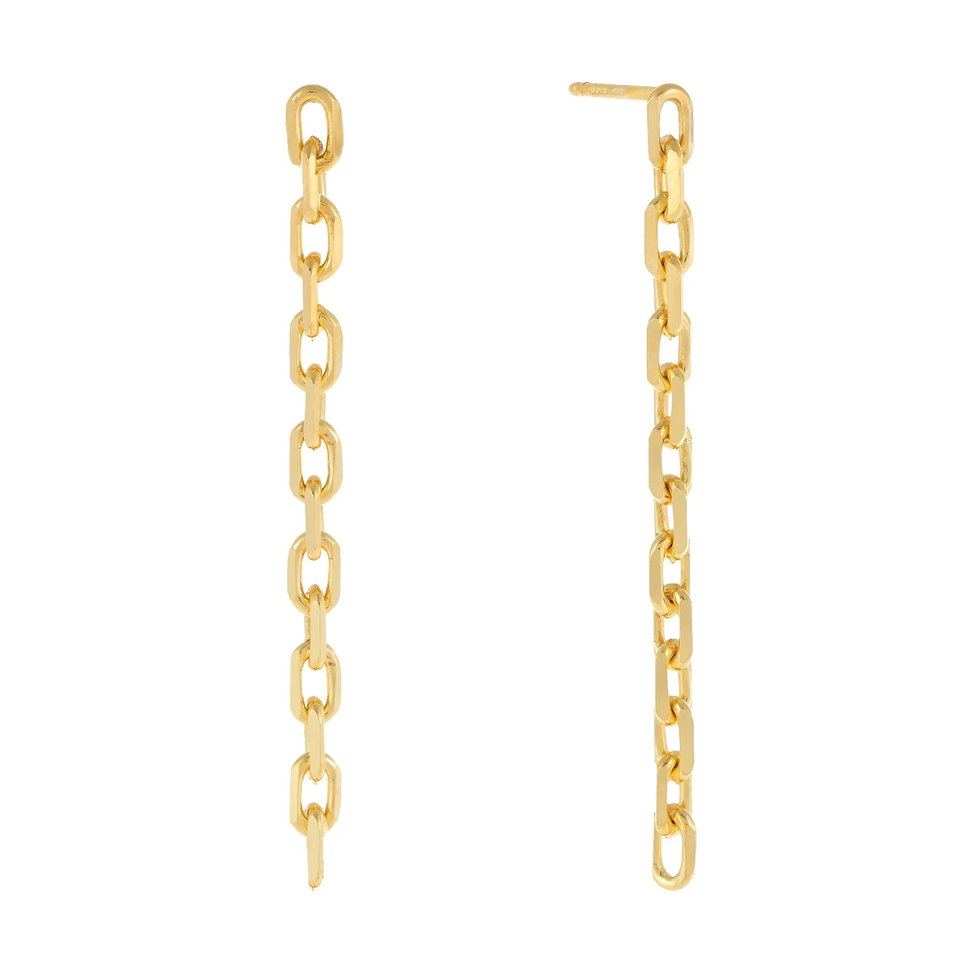 Thin Box Link Drop Stud Earring
