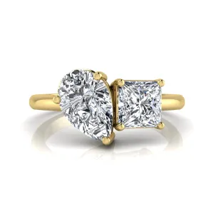 Toi Et Moi Ring With Princess And Pear Moissanite Engagement Ring