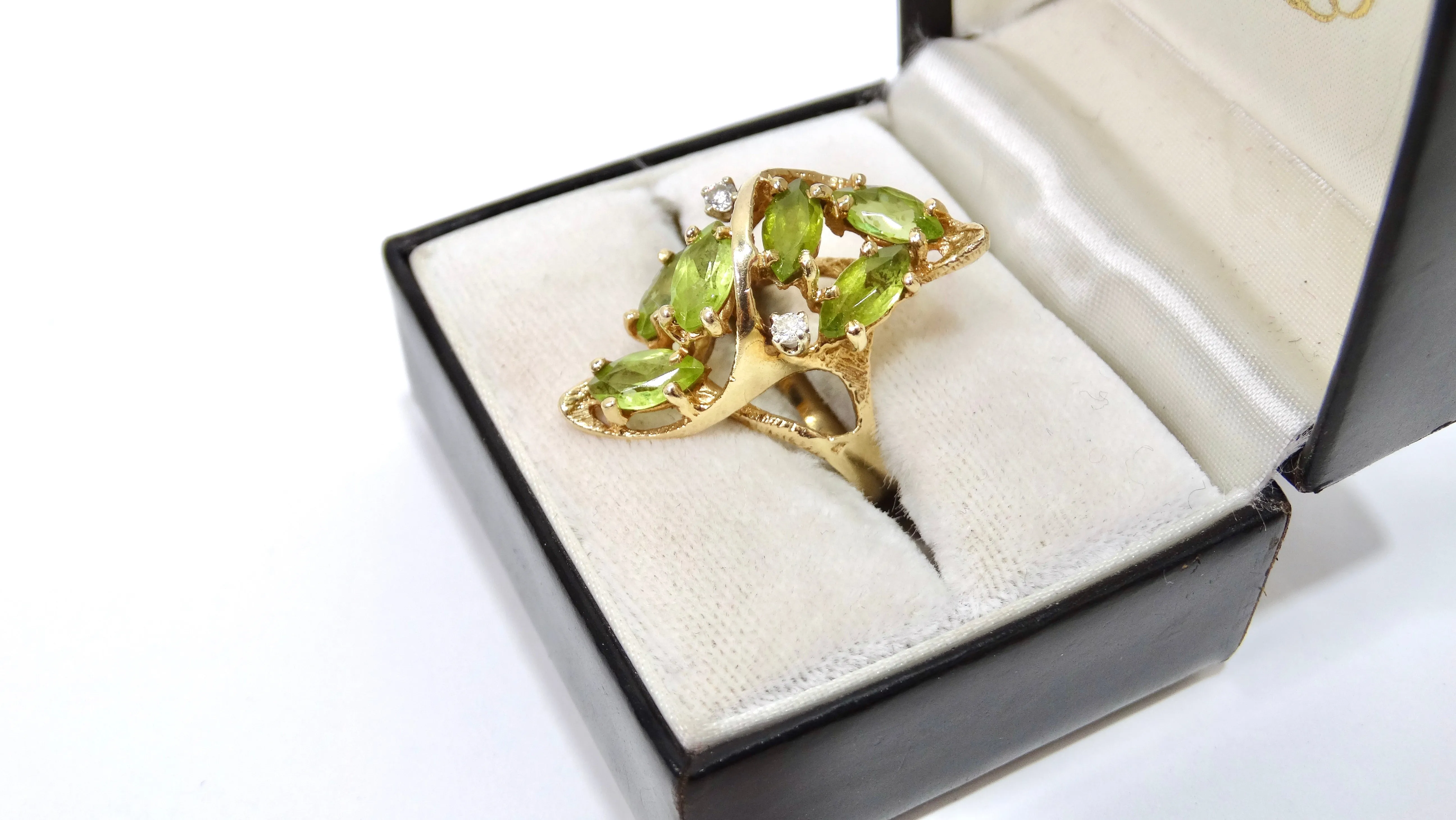 Tourmaline & Diamond Gold Cluster Ring