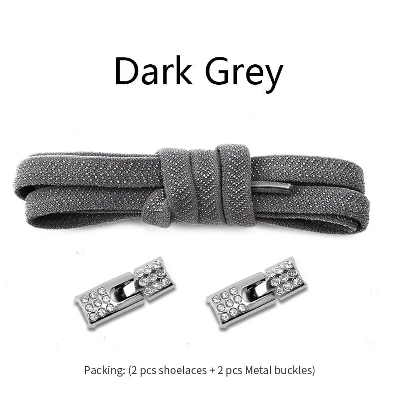 Trendy Elastic Shoelaces With Sparkly Cross Locks