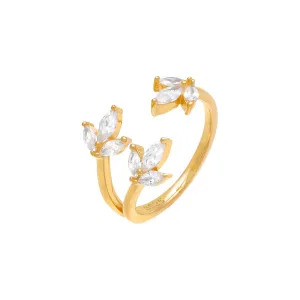 Triple Marquise Cluster Open Ring