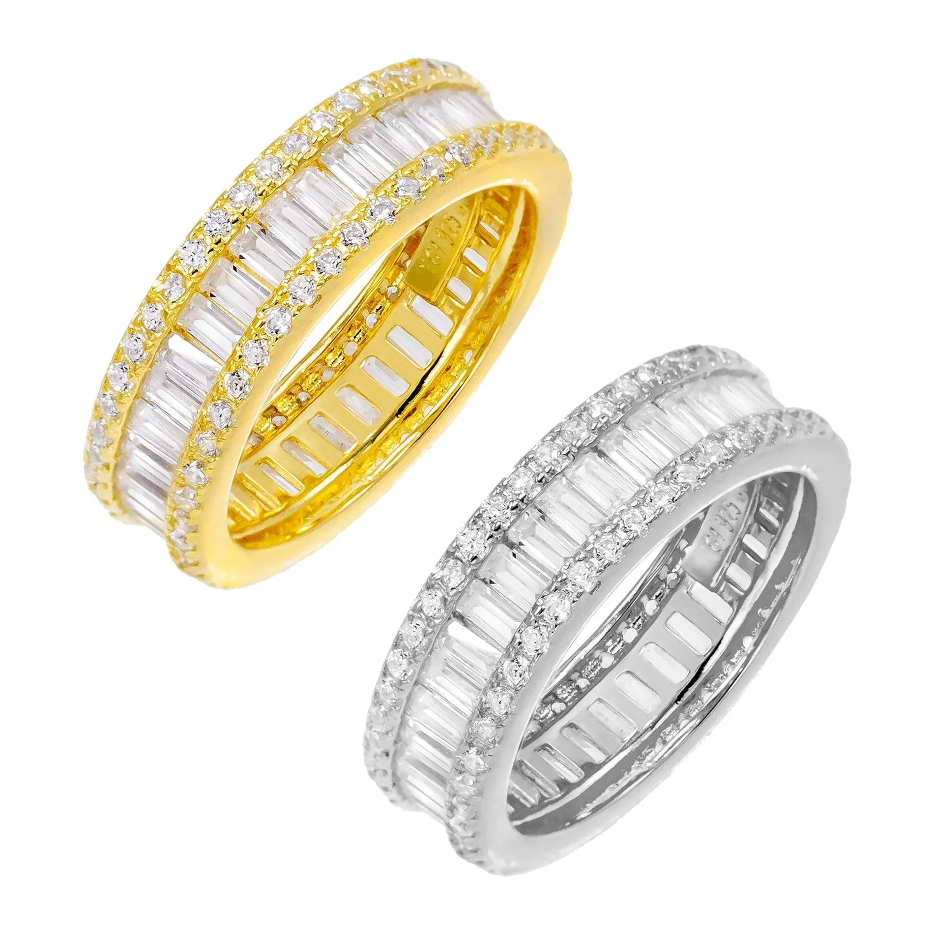 Two-Tone Round X Baguette Eternity Band Combo Set