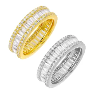 Two-Tone Round X Baguette Eternity Band Combo Set