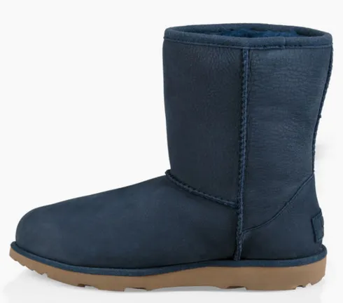 UGG Kid's K Classic Short II WP Waterproof Pull on Boots | Navy