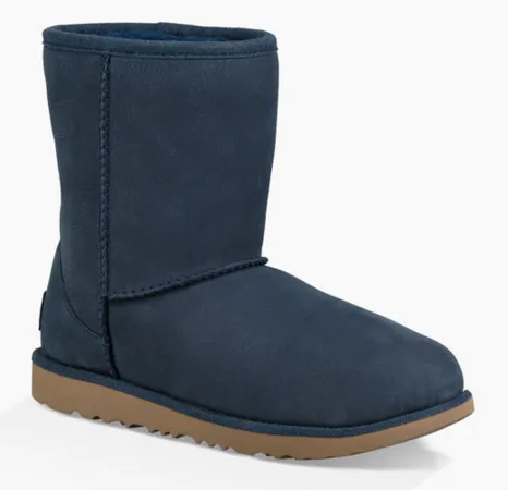 UGG Kid's K Classic Short II WP Waterproof Pull on Boots | Navy