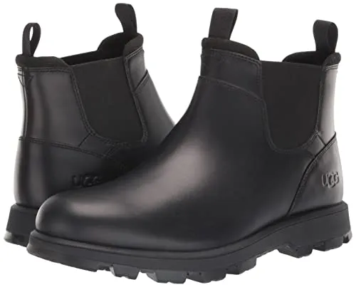 UGG Men's Hillmont Chelsea Boot, Black Leather, Size 11