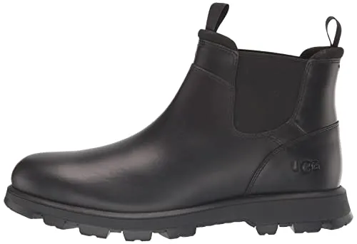 UGG Men's Hillmont Chelsea Boot, Black Leather, Size 11