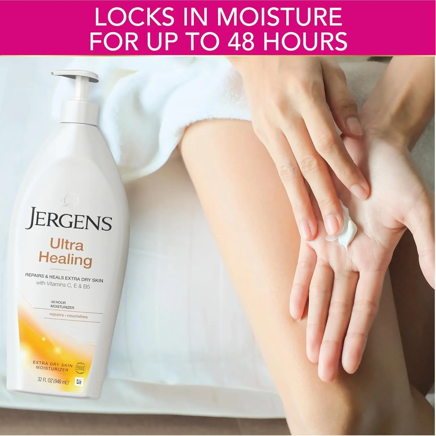 Ultra Healing Dry Skin Moisturizer, Body and Hand Lotion for Dry Skin, for Quick Absorption into Extra Dry Skin, with HYDRALUCENCE Blend, Vitamins C, E, and B5, 32 Ounce