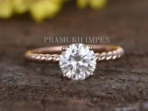 Unique Moissanite Engagement Ring Rose Gold Vintage Cluster Diamond Wedding Ring For Women Anniversary Gifts 1.50CT