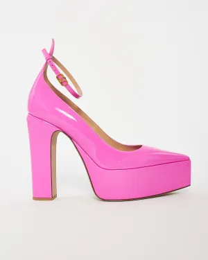 Valentino Pink Patent Leather Tan-Go Platform Pump - 40