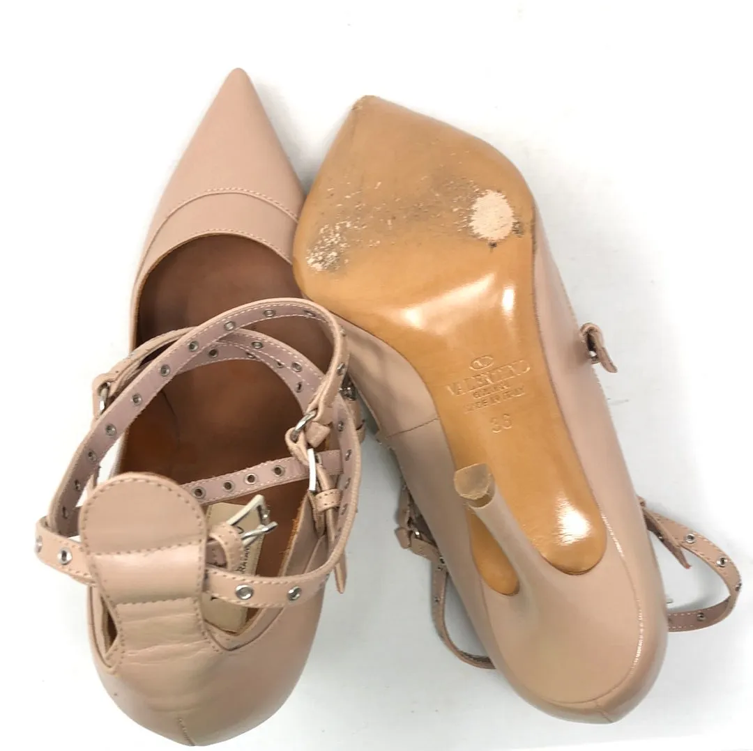 Valentino Putty Leather Pump with Grommets Throughout