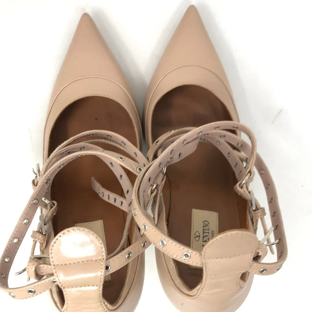 Valentino Putty Leather Pump with Grommets Throughout