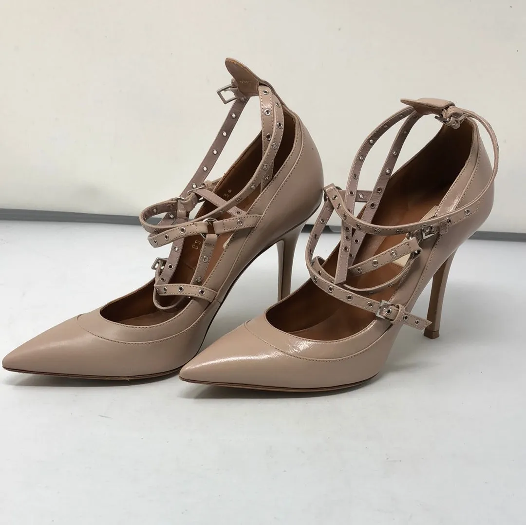 Valentino Putty Leather Pump with Grommets Throughout
