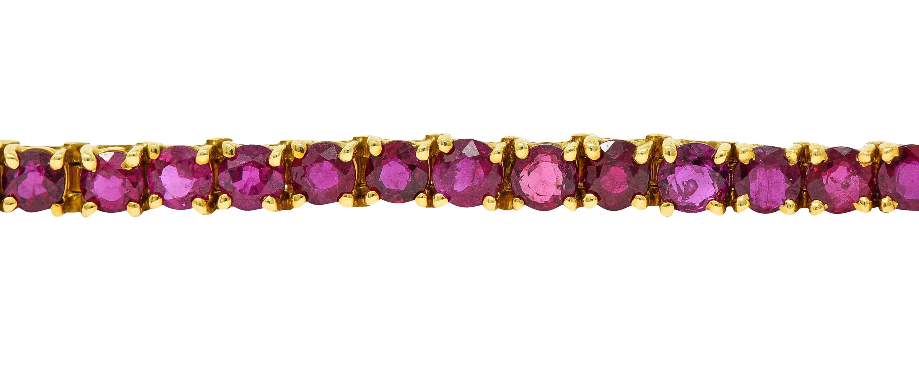 Van Cleef & Arpels 7.50 CTW Ruby 18 Karat Gold Line Bracelet Circa 1970