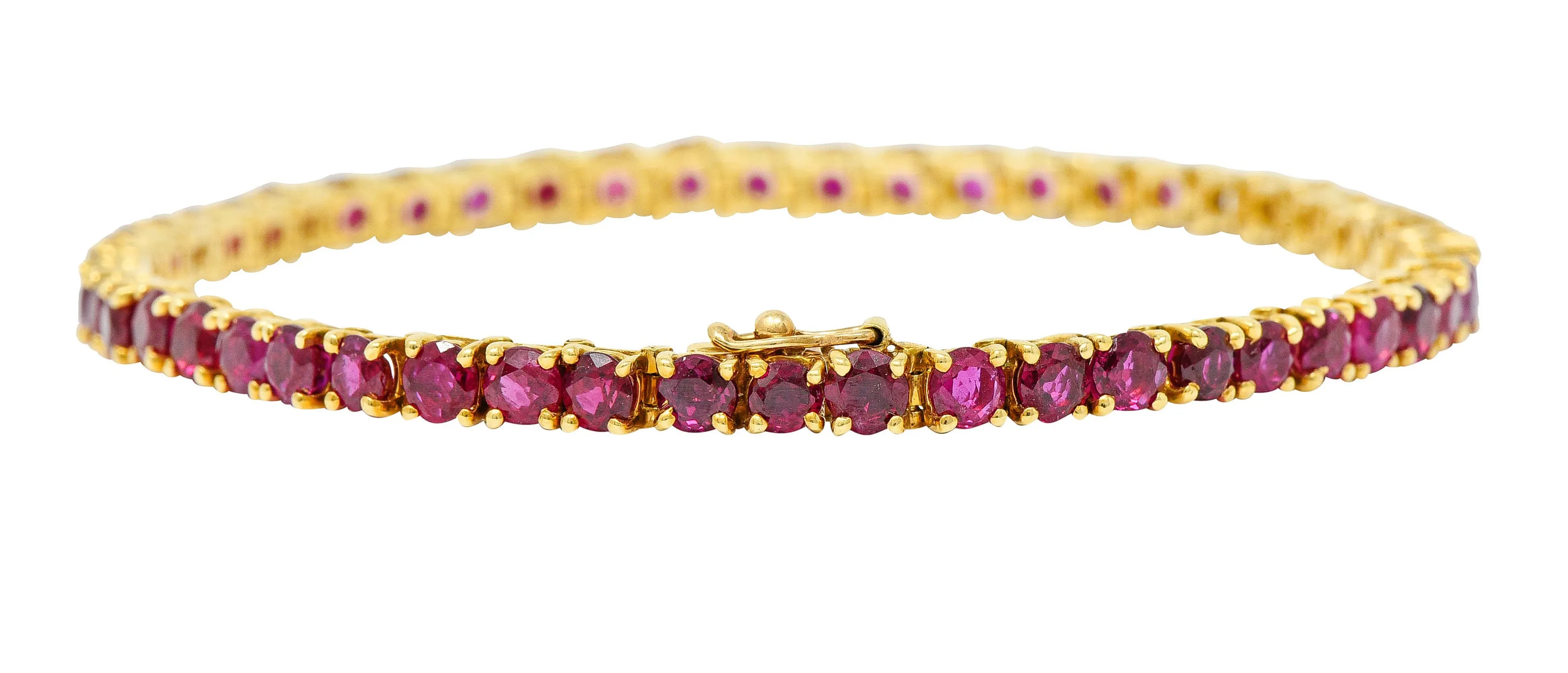 Van Cleef & Arpels 7.50 CTW Ruby 18 Karat Gold Line Bracelet Circa 1970