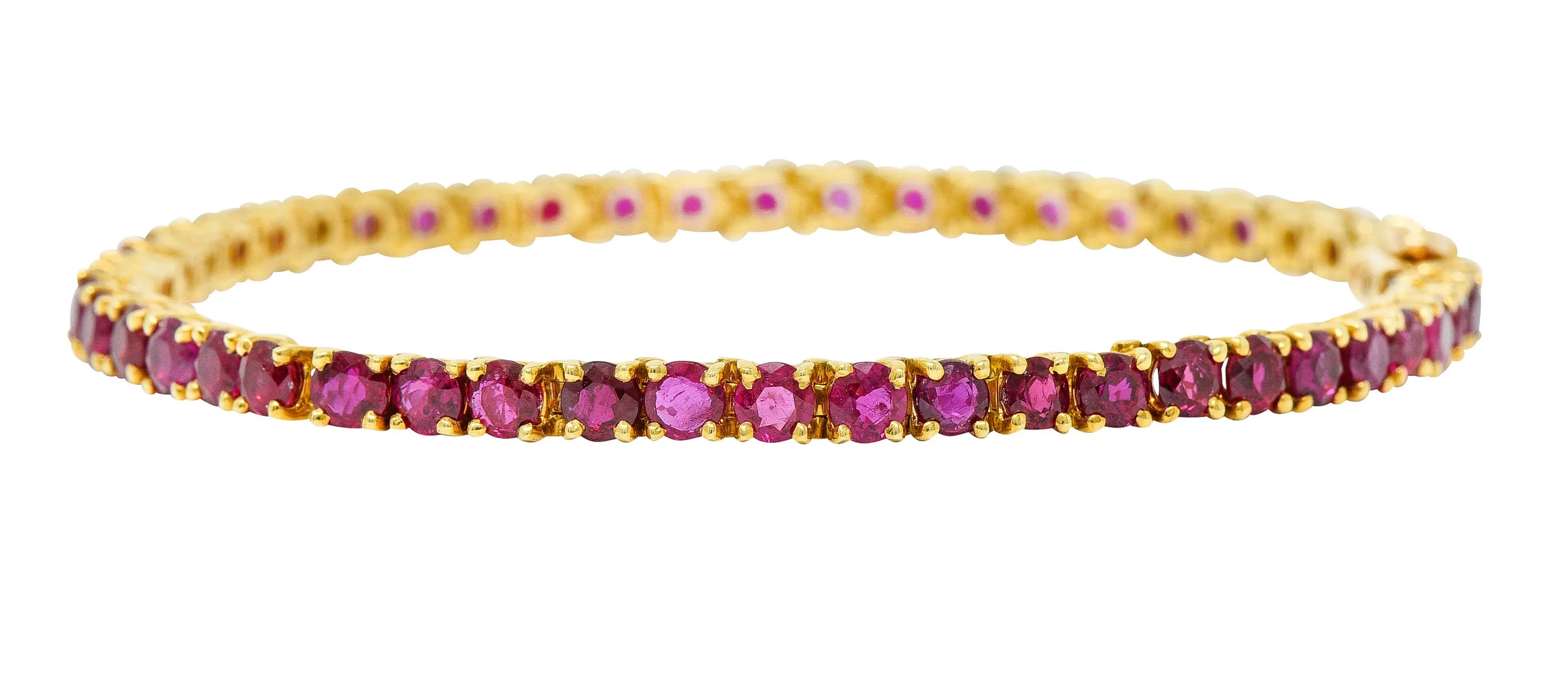 Van Cleef & Arpels 7.50 CTW Ruby 18 Karat Gold Line Bracelet Circa 1970