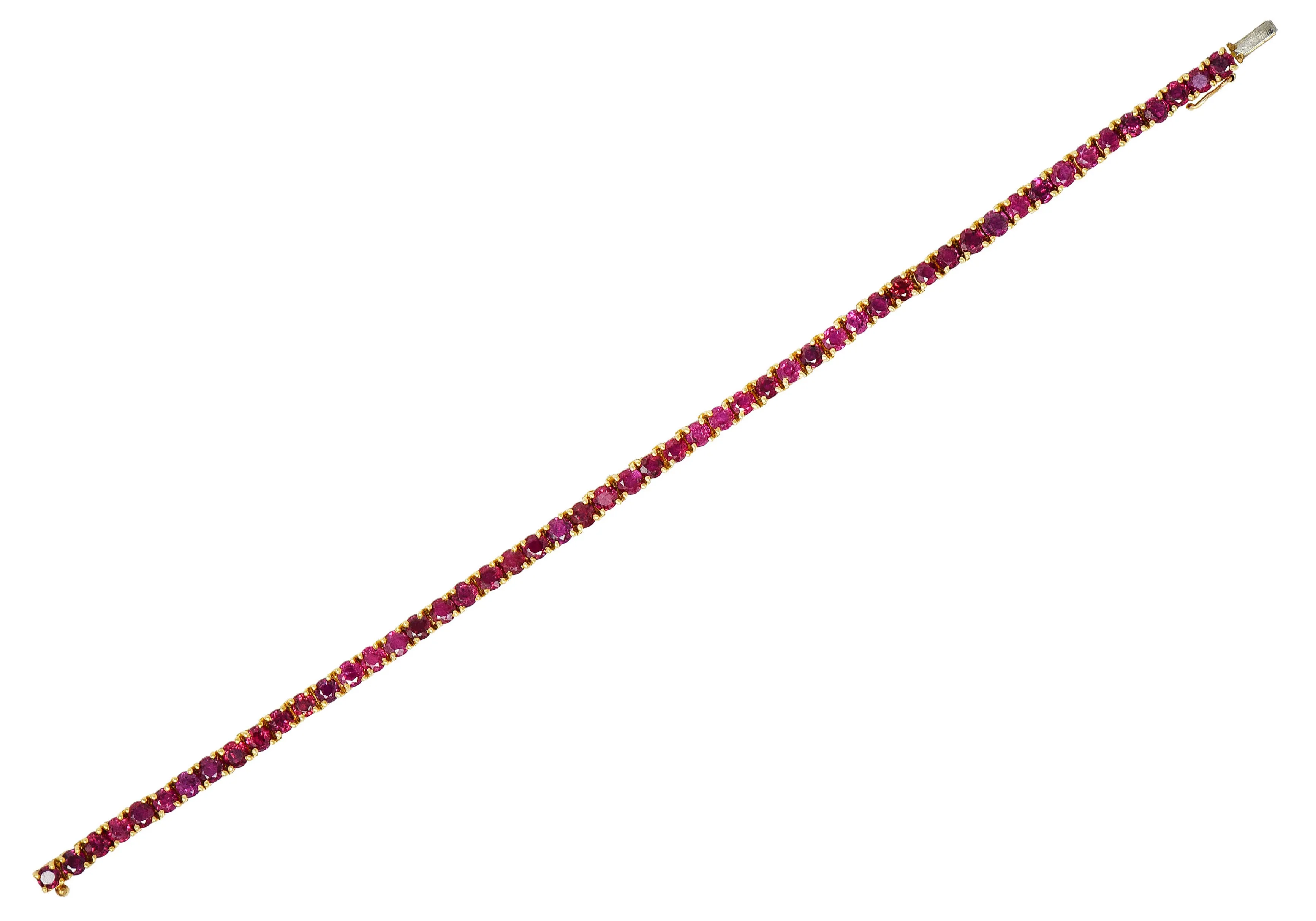 Van Cleef & Arpels 7.50 CTW Ruby 18 Karat Gold Line Bracelet Circa 1970